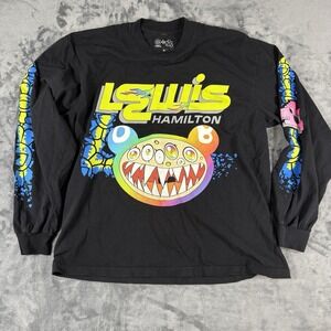 TM/KK Lewis Hamilton Takashi Murakami Black XL Formula 1 Long Sleeve T-Shirt